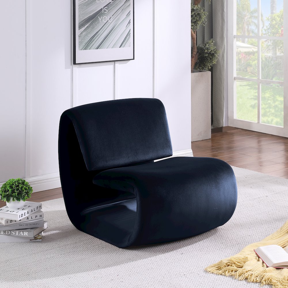 Nouveau Navy Velvet Accent Chair