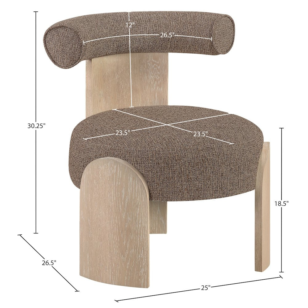 Calder Brown Linen Textured Fabric Upholstered Accent Chair