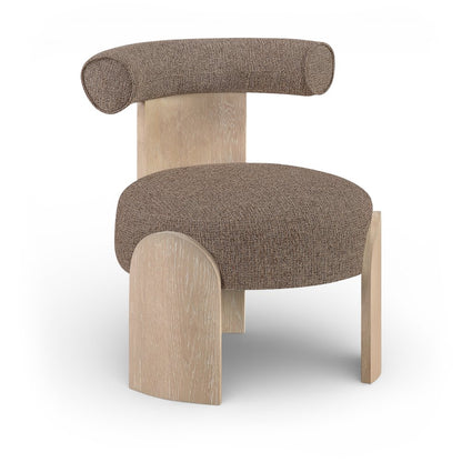 Calder Brown Linen Textured Fabric Upholstered Accent Chair