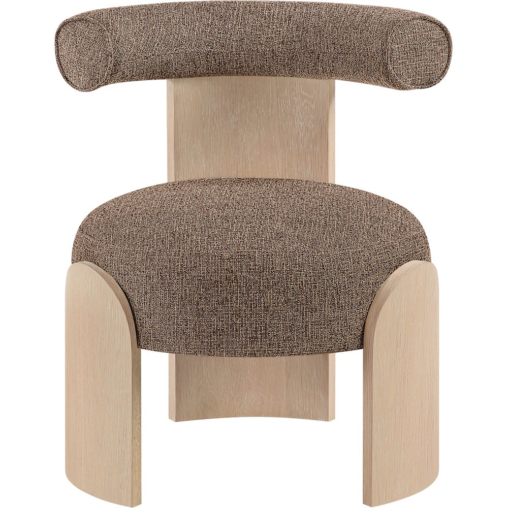 Calder Brown Linen Textured Fabric Upholstered Accent Chair