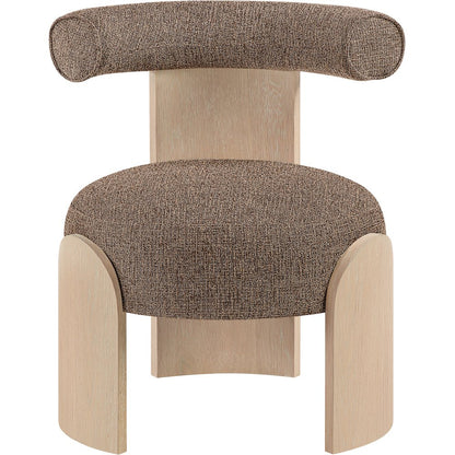 Calder Brown Linen Textured Fabric Upholstered Accent Chair