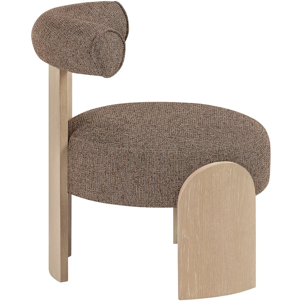 Calder Brown Linen Textured Fabric Upholstered Accent Chair