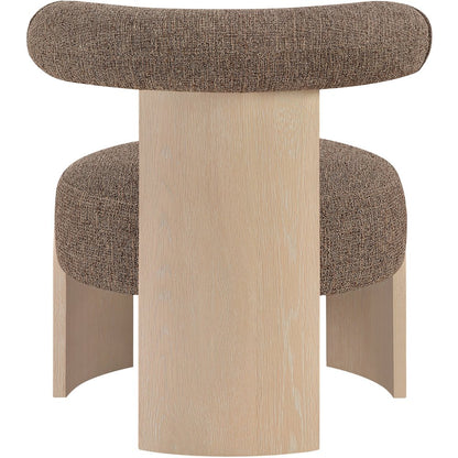 Calder Brown Linen Textured Fabric Upholstered Accent Chair