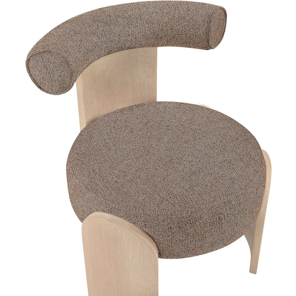 Calder Brown Linen Textured Fabric Upholstered Accent Chair