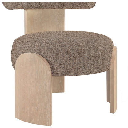 Calder Brown Linen Textured Fabric Upholstered Accent Chair