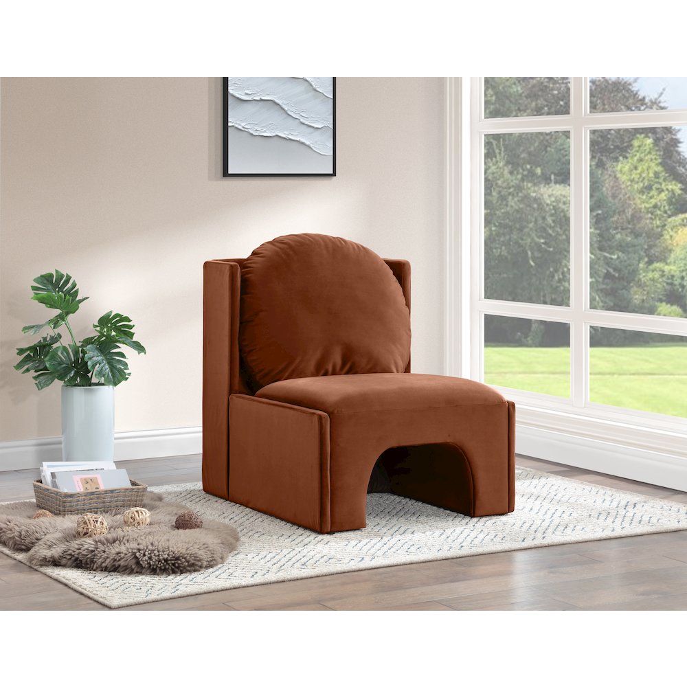 Sigma Cognac Velvet Accent Chair