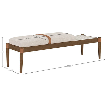 Nara Beige Linen Textured Fabric Upholstered Bench