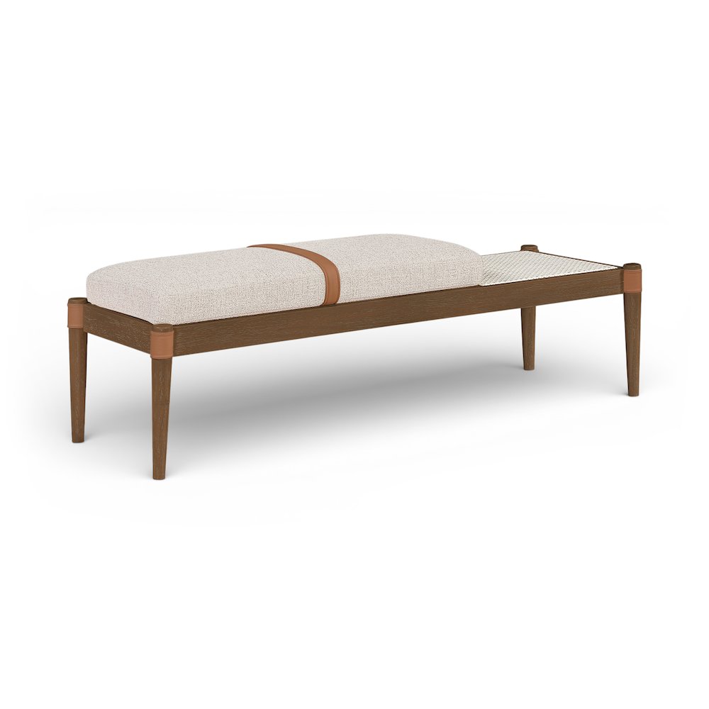 Nara Beige Linen Textured Fabric Upholstered Bench