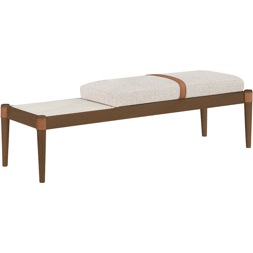 Nara Beige Linen Textured Fabric Upholstered Bench