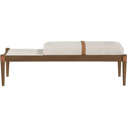 Nara Beige Linen Textured Fabric Upholstered Bench