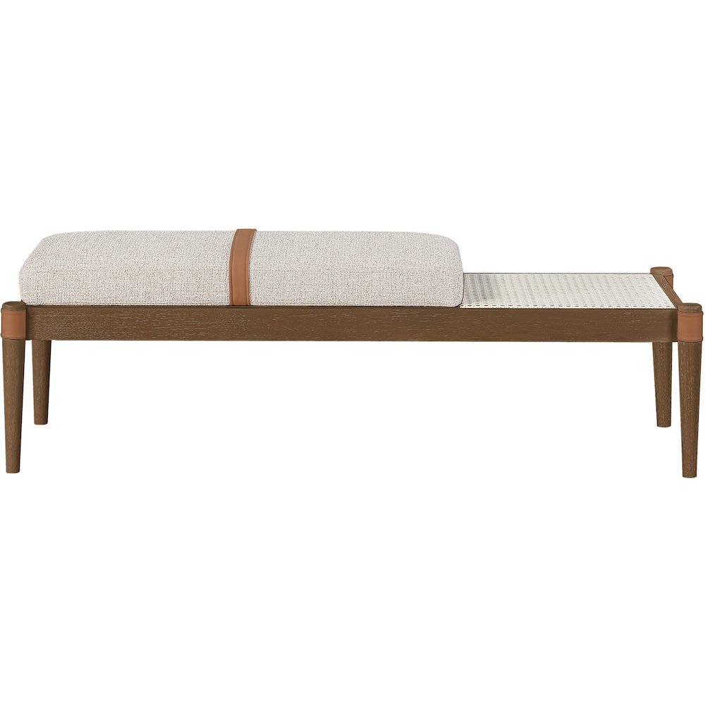 Nara Beige Linen Textured Fabric Upholstered Bench