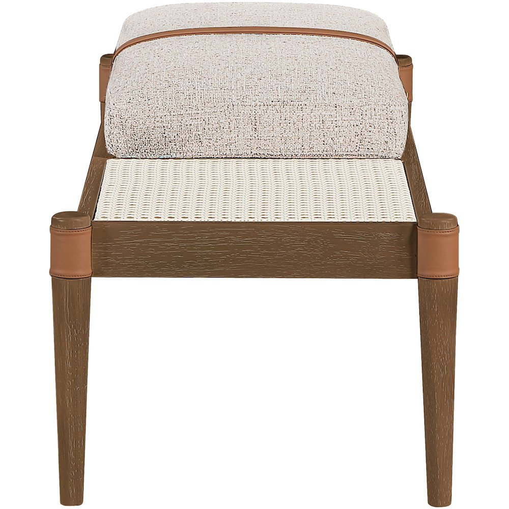 Nara Beige Linen Textured Fabric Upholstered Bench