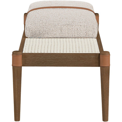 Nara Beige Linen Textured Fabric Upholstered Bench