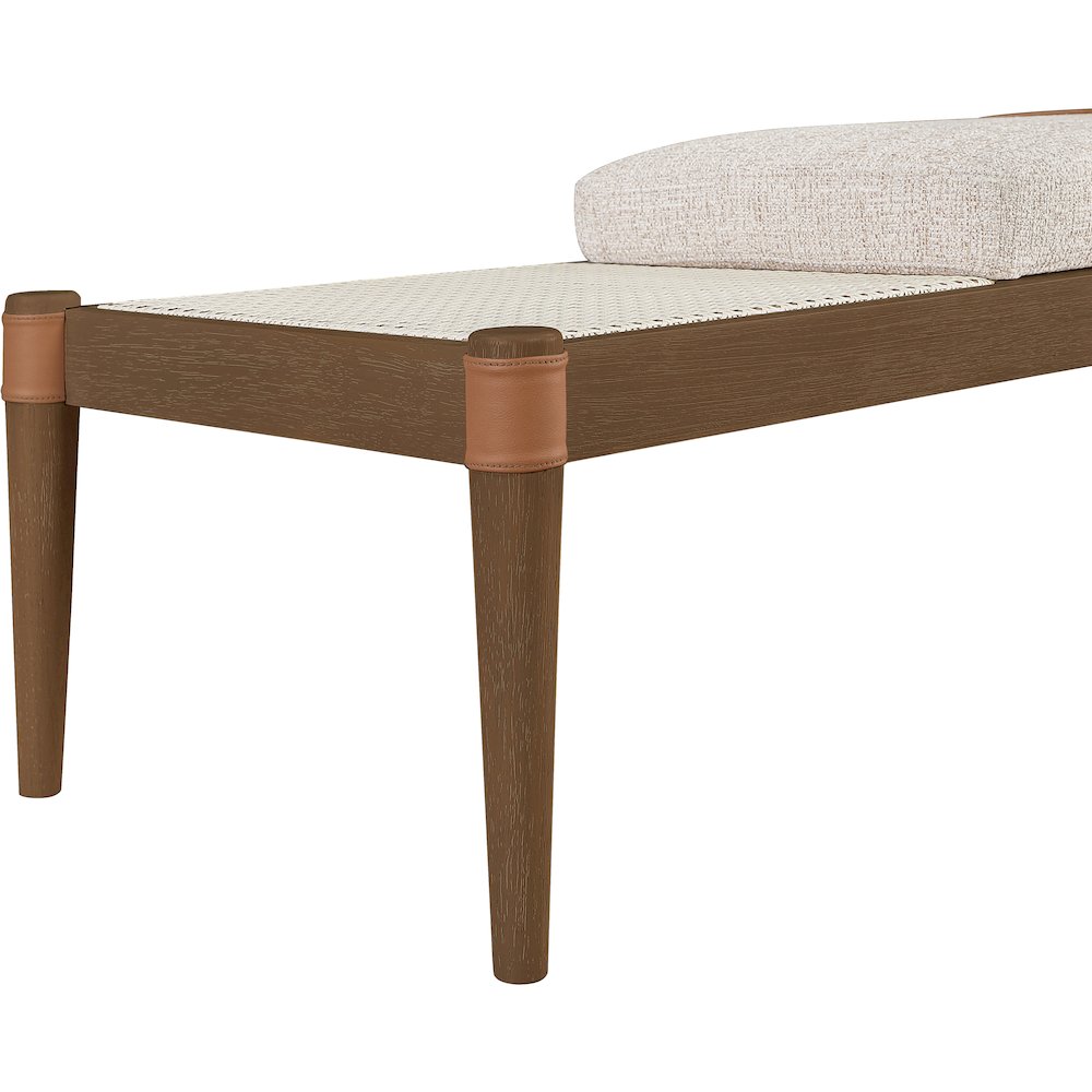 Nara Beige Linen Textured Fabric Upholstered Bench
