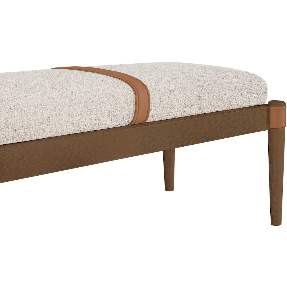 Nara Beige Linen Textured Fabric Upholstered Bench