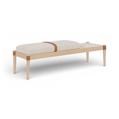 Nara Beige Linen Textured Fabric Upholstered Bench