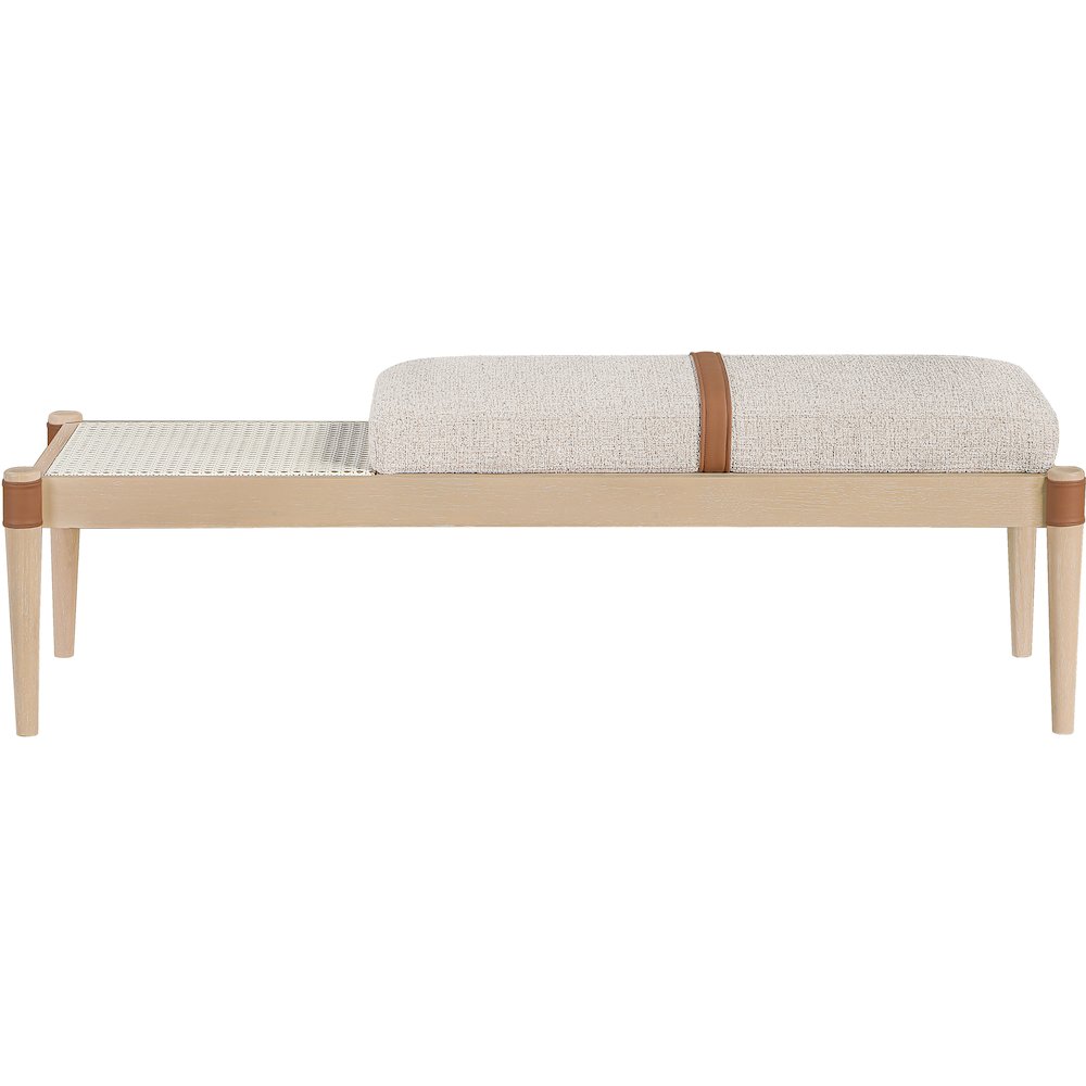 Nara Beige Linen Textured Fabric Upholstered Bench