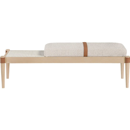 Nara Beige Linen Textured Fabric Upholstered Bench