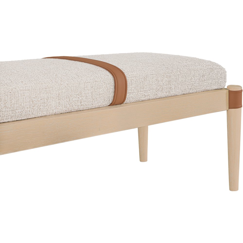 Nara Beige Linen Textured Fabric Upholstered Bench