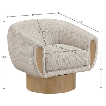 Avella Beige Interwoven Fabric Upholstered Swivel Accent Chair