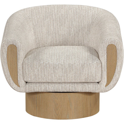 Avella Beige Interwoven Fabric Upholstered Swivel Accent Chair