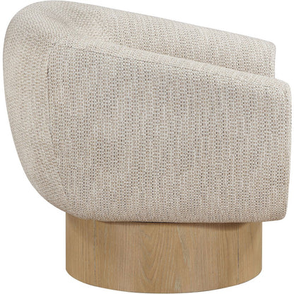 Avella Beige Interwoven Fabric Upholstered Swivel Accent Chair