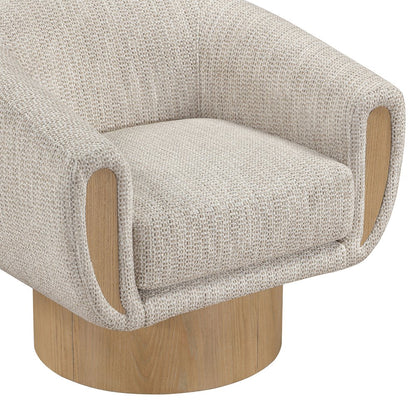 Avella Beige Interwoven Fabric Upholstered Swivel Accent Chair