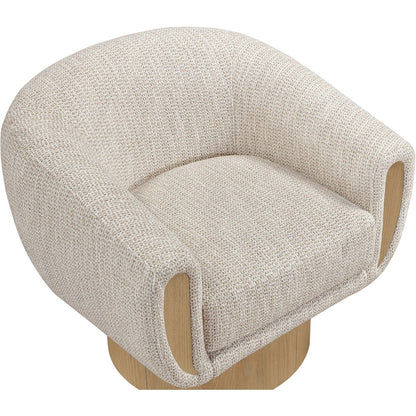 Avella Beige Interwoven Fabric Upholstered Swivel Accent Chair