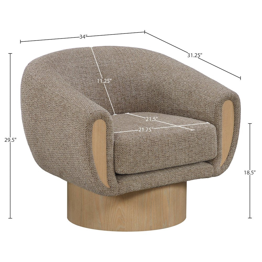 Avella Brown Interwoven Fabric Upholstered Swivel Accent Chair