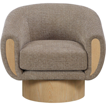 Avella Brown Interwoven Fabric Upholstered Swivel Accent Chair