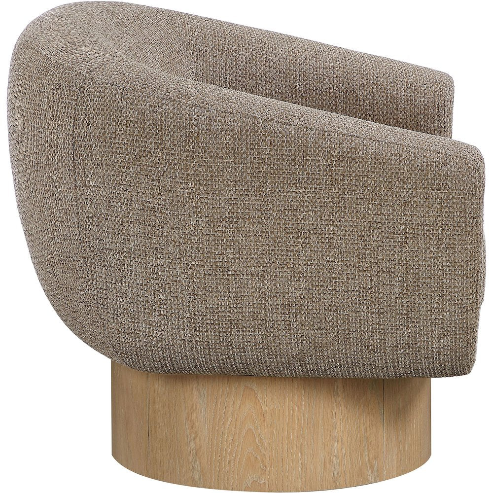 Avella Brown Interwoven Fabric Upholstered Swivel Accent Chair