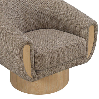 Avella Brown Interwoven Fabric Upholstered Swivel Accent Chair