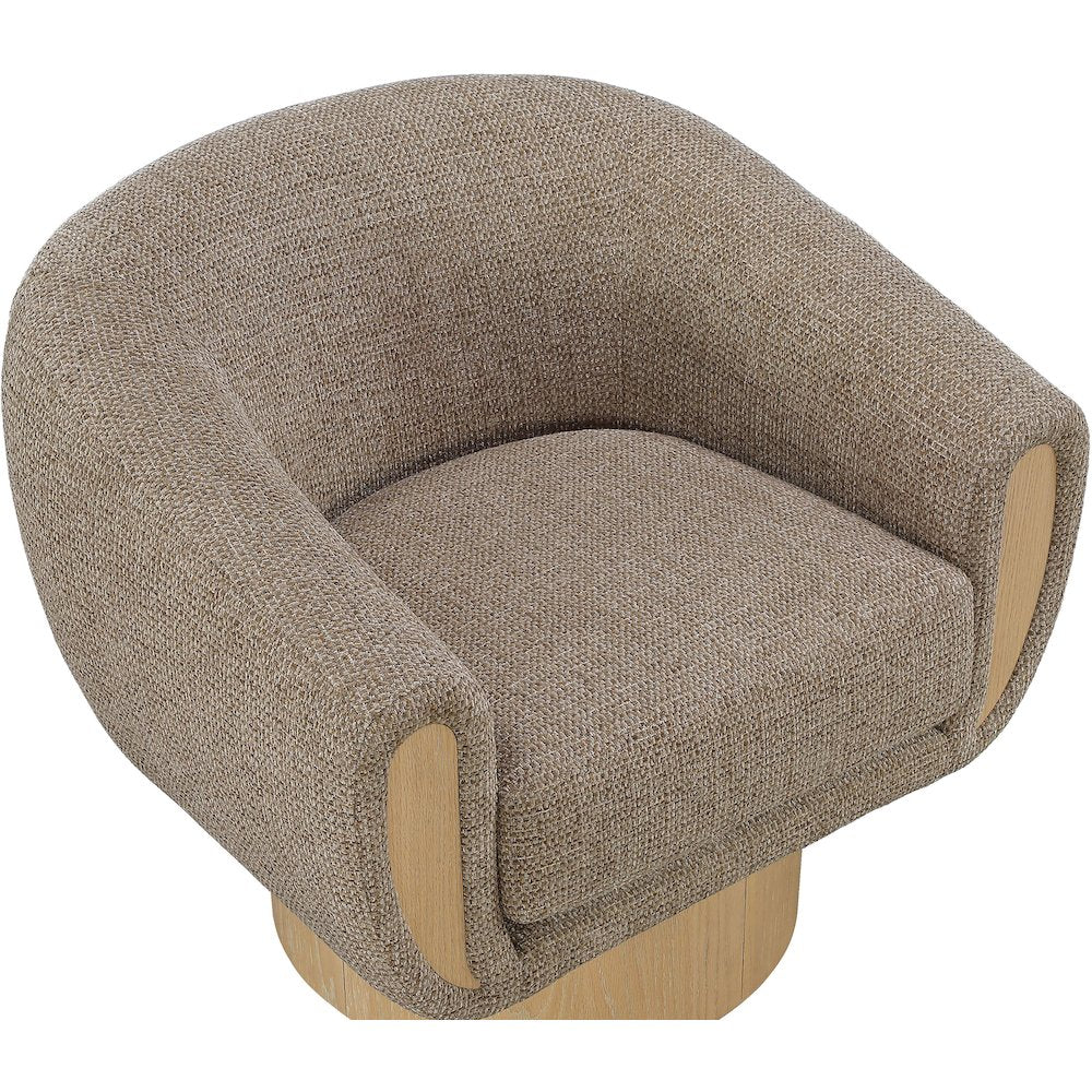 Avella Brown Interwoven Fabric Upholstered Swivel Accent Chair