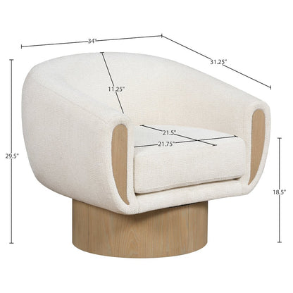Avella Cream Interwoven Fabric Upholstered Swivel Accent Chair