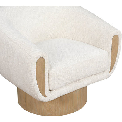 Avella Cream Interwoven Fabric Upholstered Swivel Accent Chair