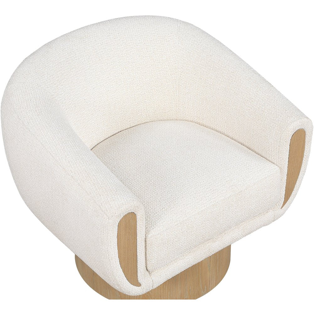 Avella Cream Interwoven Fabric Upholstered Swivel Accent Chair