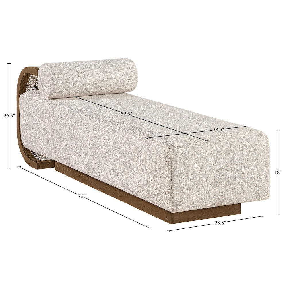 Zephyr Beige Linen Textured Fabric Upholstered Chaise