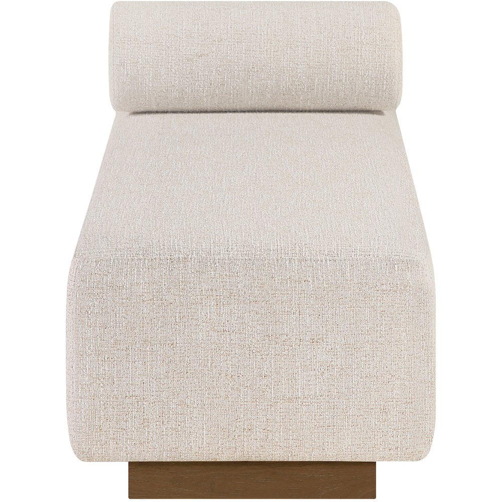 Zephyr Beige Linen Textured Fabric Upholstered Chaise