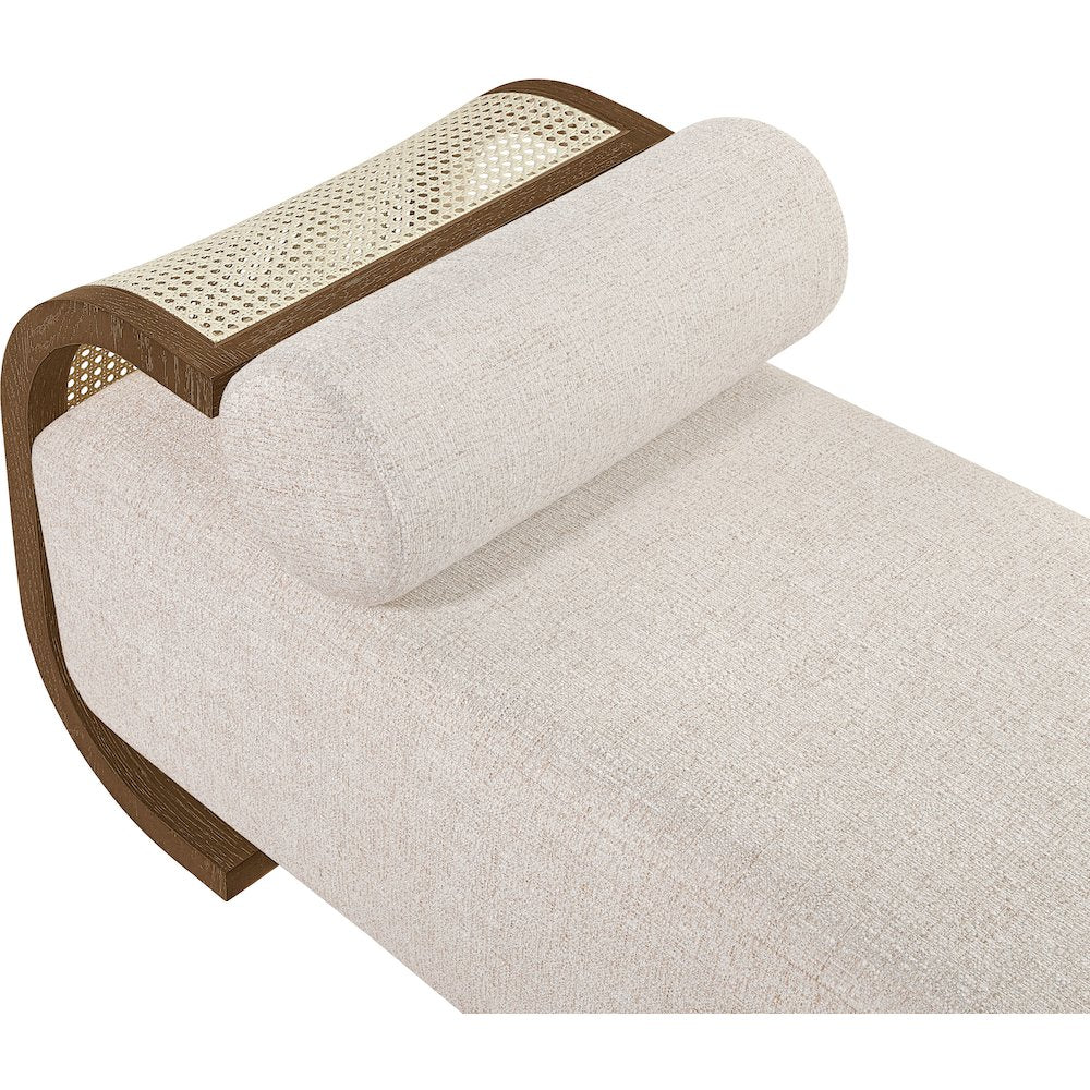 Zephyr Beige Linen Textured Fabric Upholstered Chaise