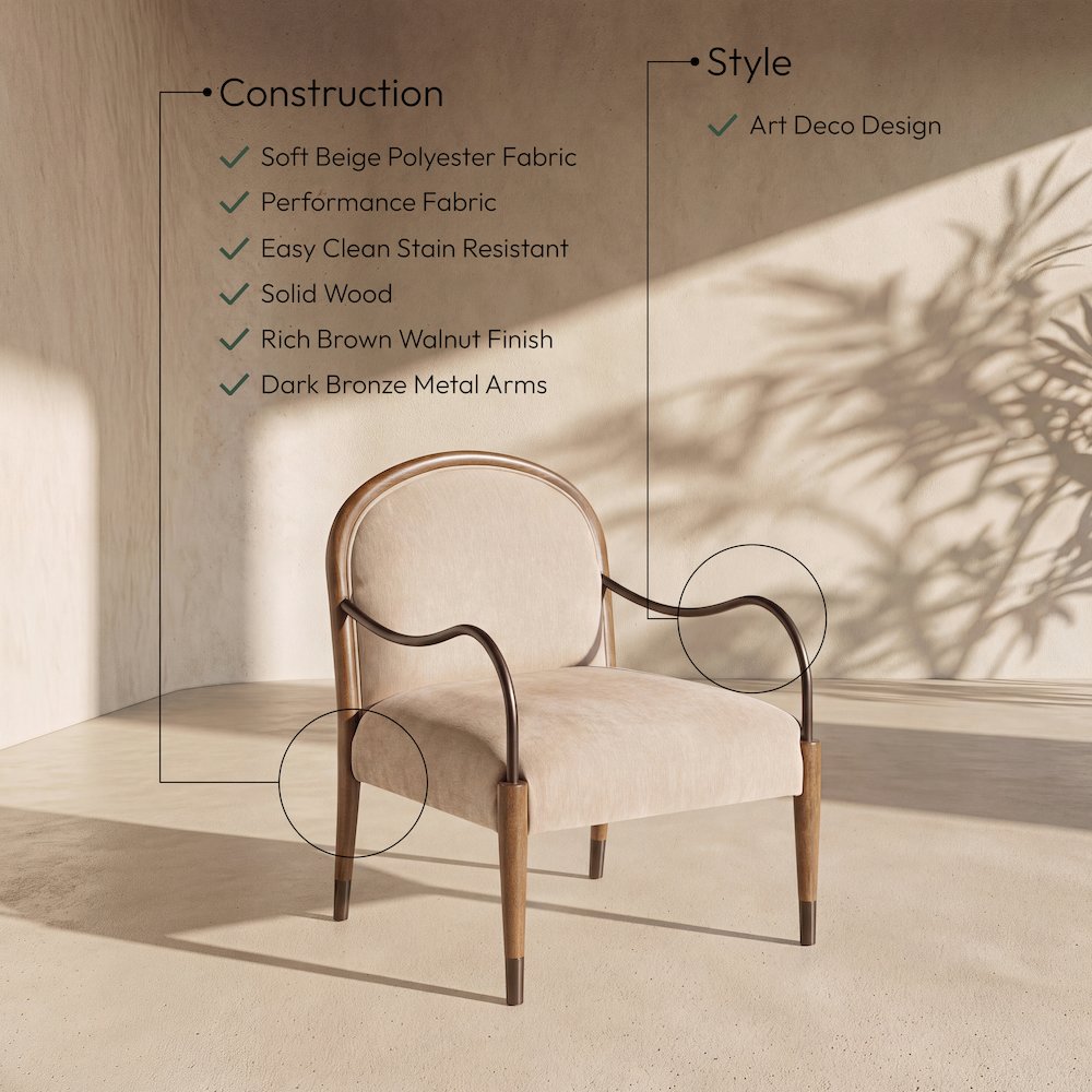 Cambria Beige Performance Fabric Upholstered Accent Chair