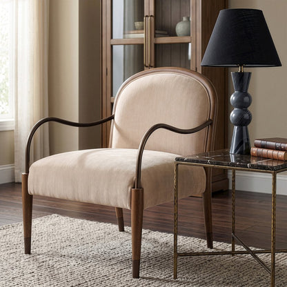 Cambria Beige Performance Fabric Upholstered Accent Chair