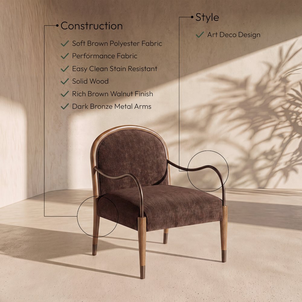 Cambria Brown Performance Fabric Upholstered Accent Chair