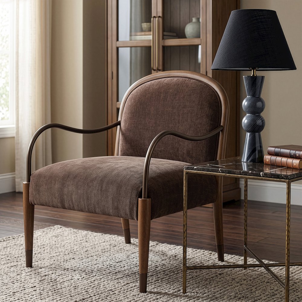 Cambria Brown Performance Fabric Upholstered Accent Chair