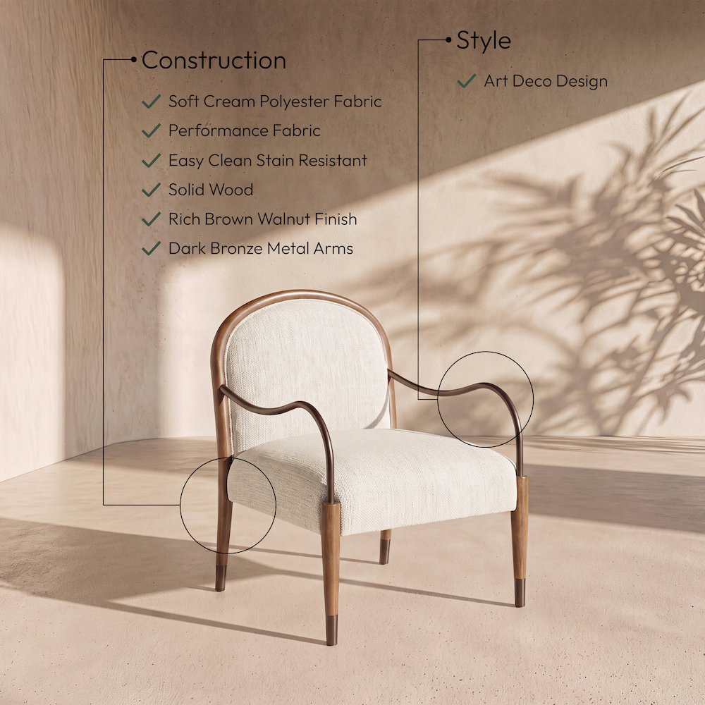 Cambria Cream Performance Fabric Upholstered Accent Chair