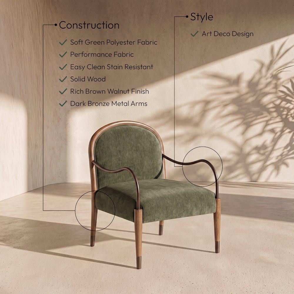 Cambria Green Performance Fabric Upholstered Accent Chair