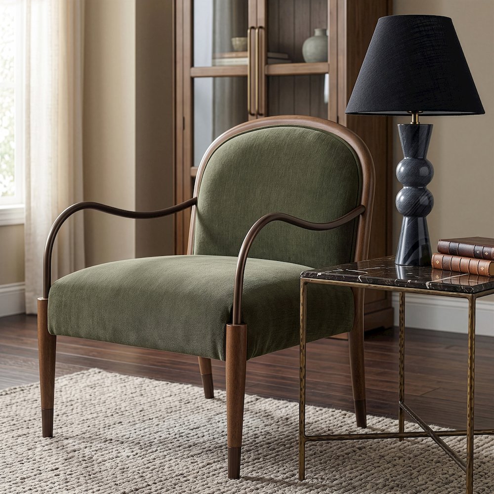 Cambria Green Performance Fabric Upholstered Accent Chair