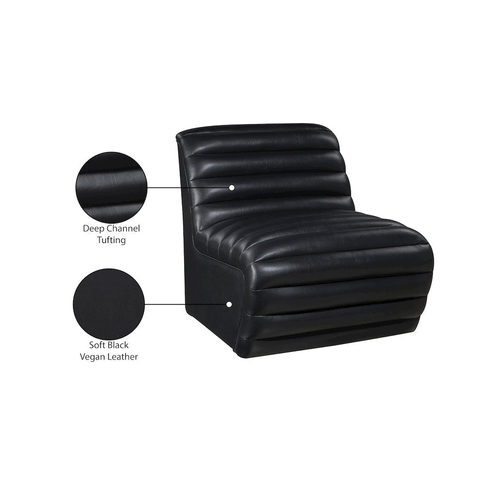 Vega Black Vegan Leather Accent Chair