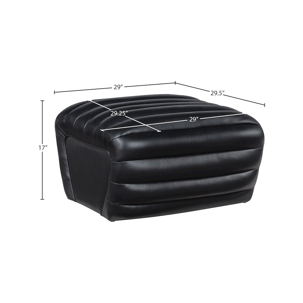 Vega Black Vegan Leather Ottoman