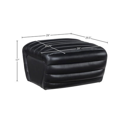 Vega Black Vegan Leather Ottoman