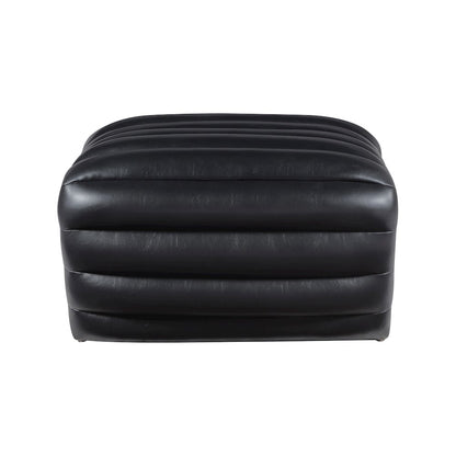 Vega Black Vegan Leather Ottoman